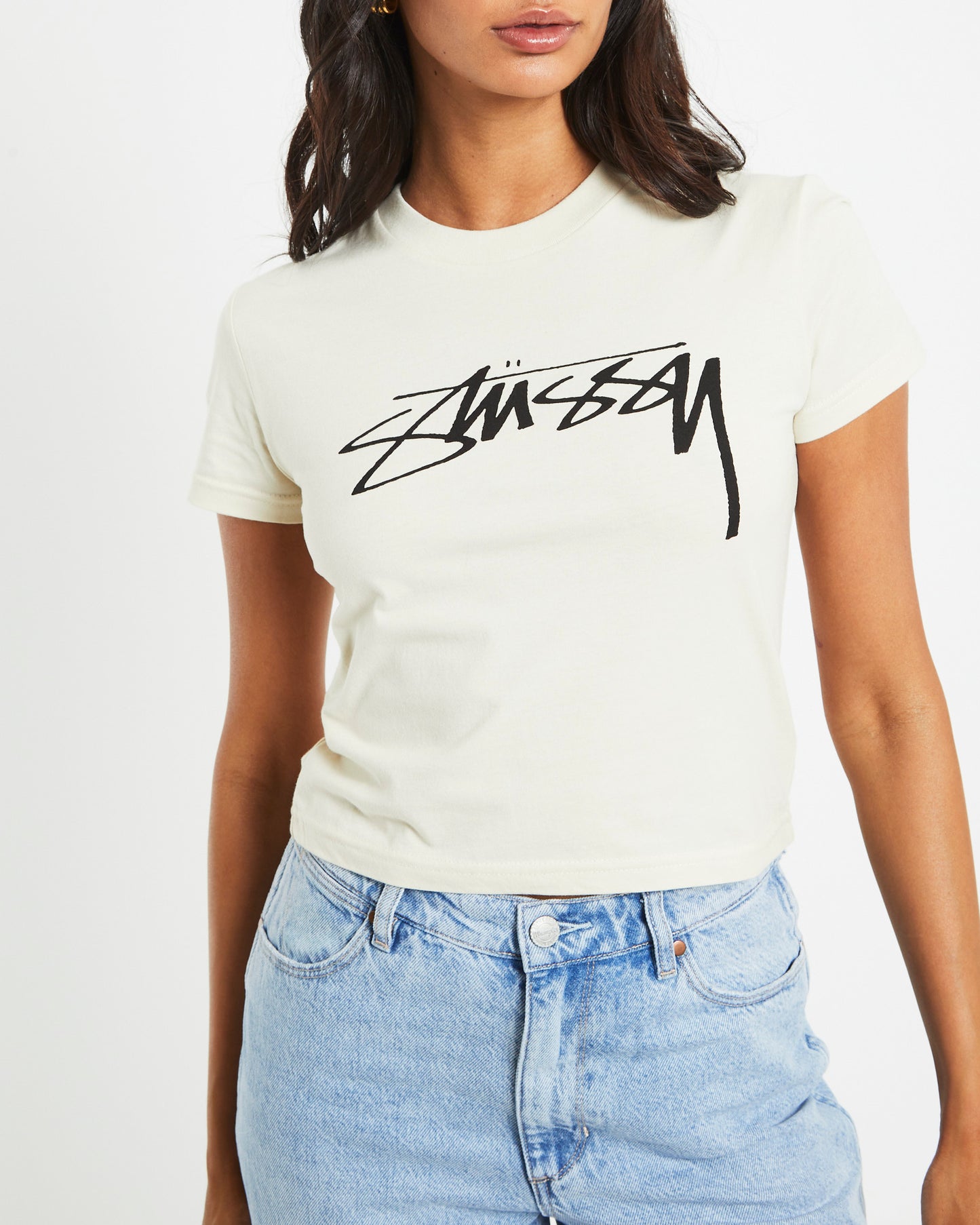 Stock Slim Short Sleeve T-Shirt in Cream
