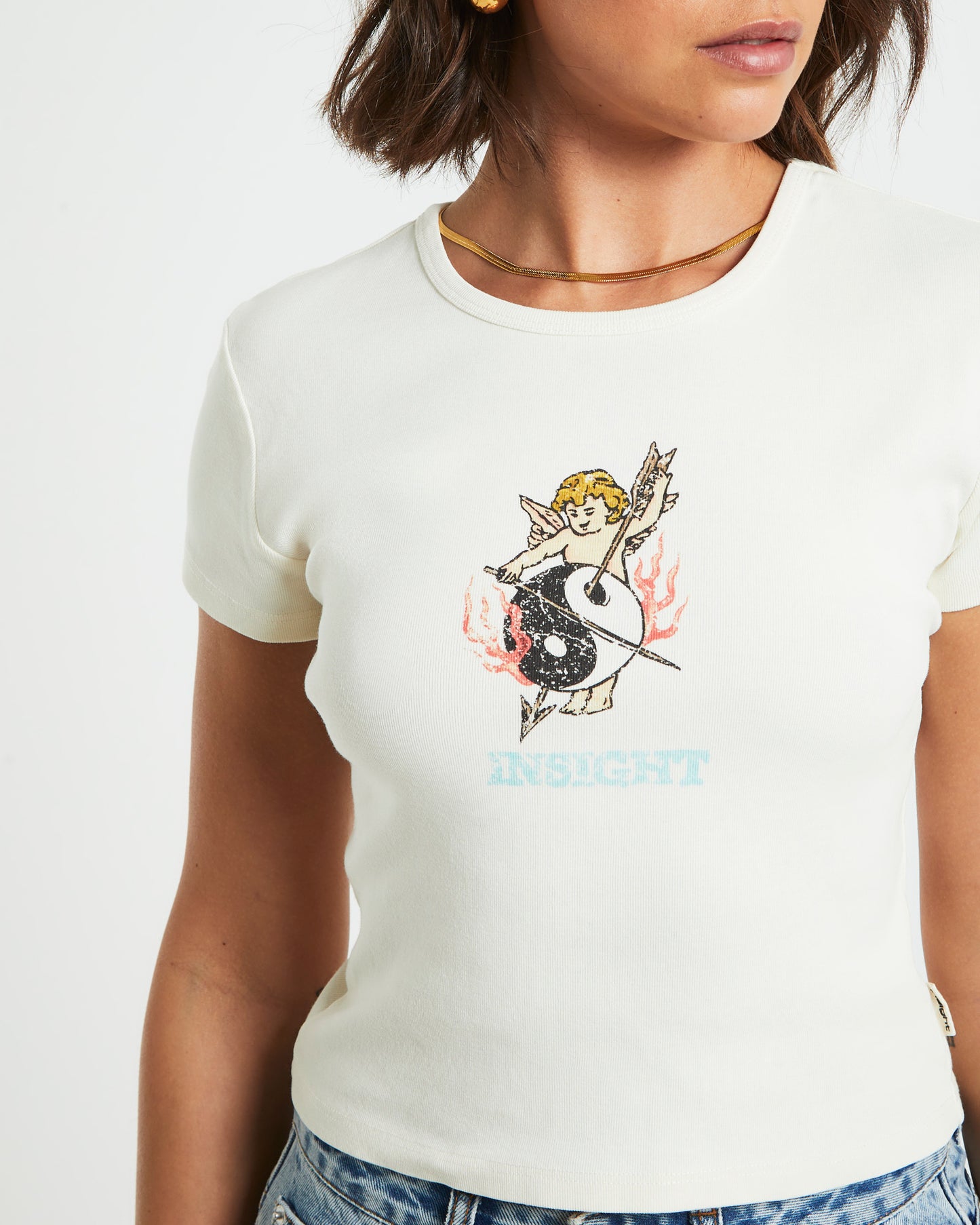 Fallen Angel Baby Tee in White
