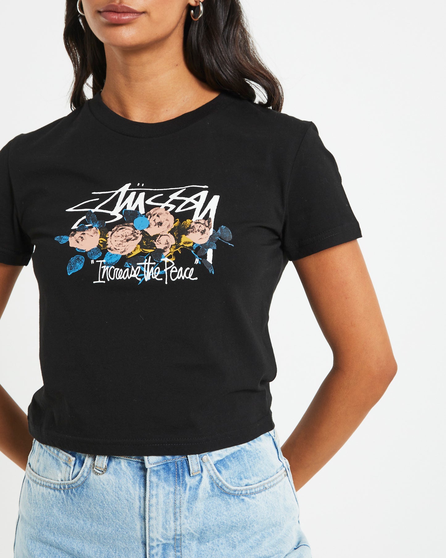 Rose Slim Short Sleeve T-Shirt in Black