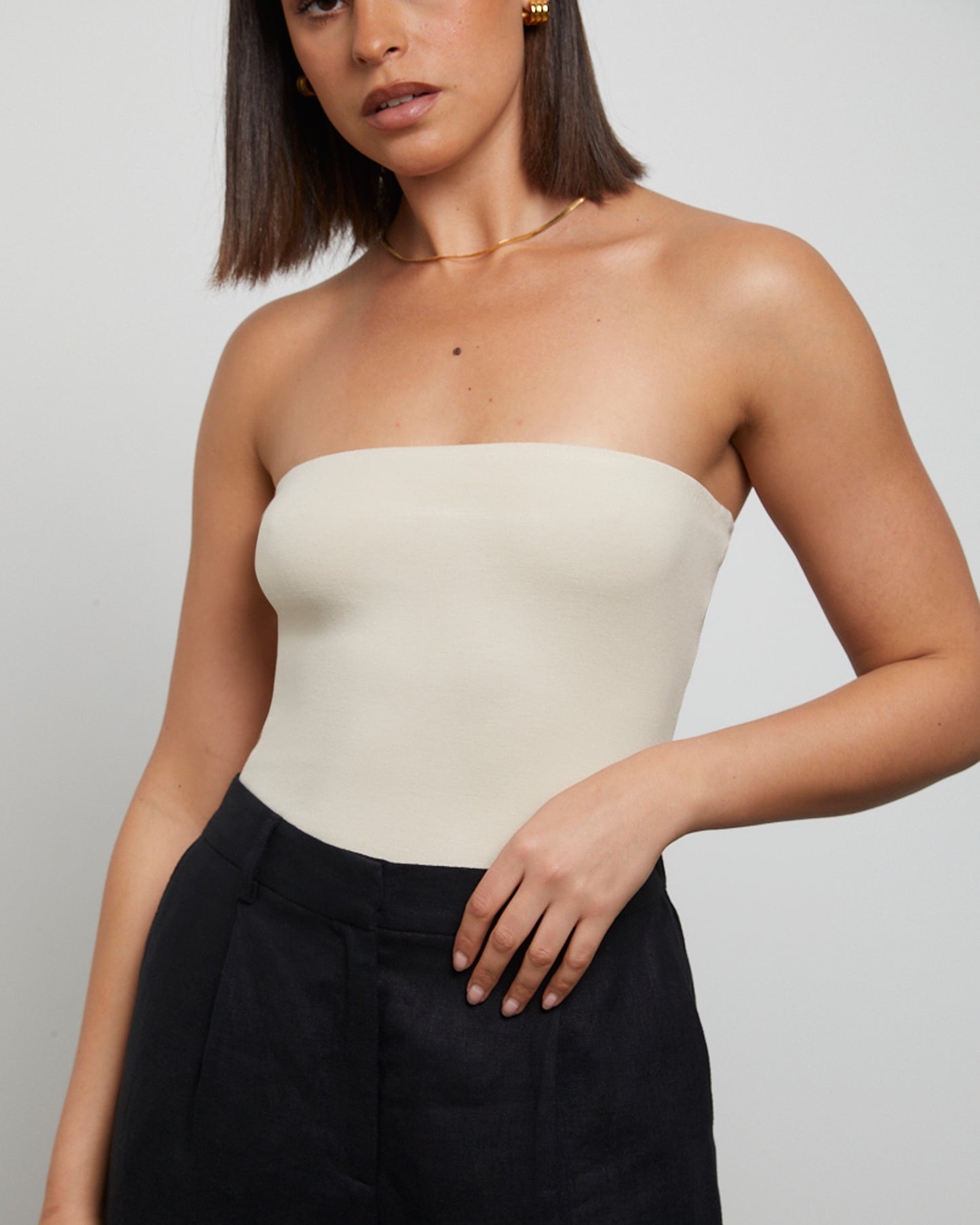 Slinky Strapless Top in Vintage Stone