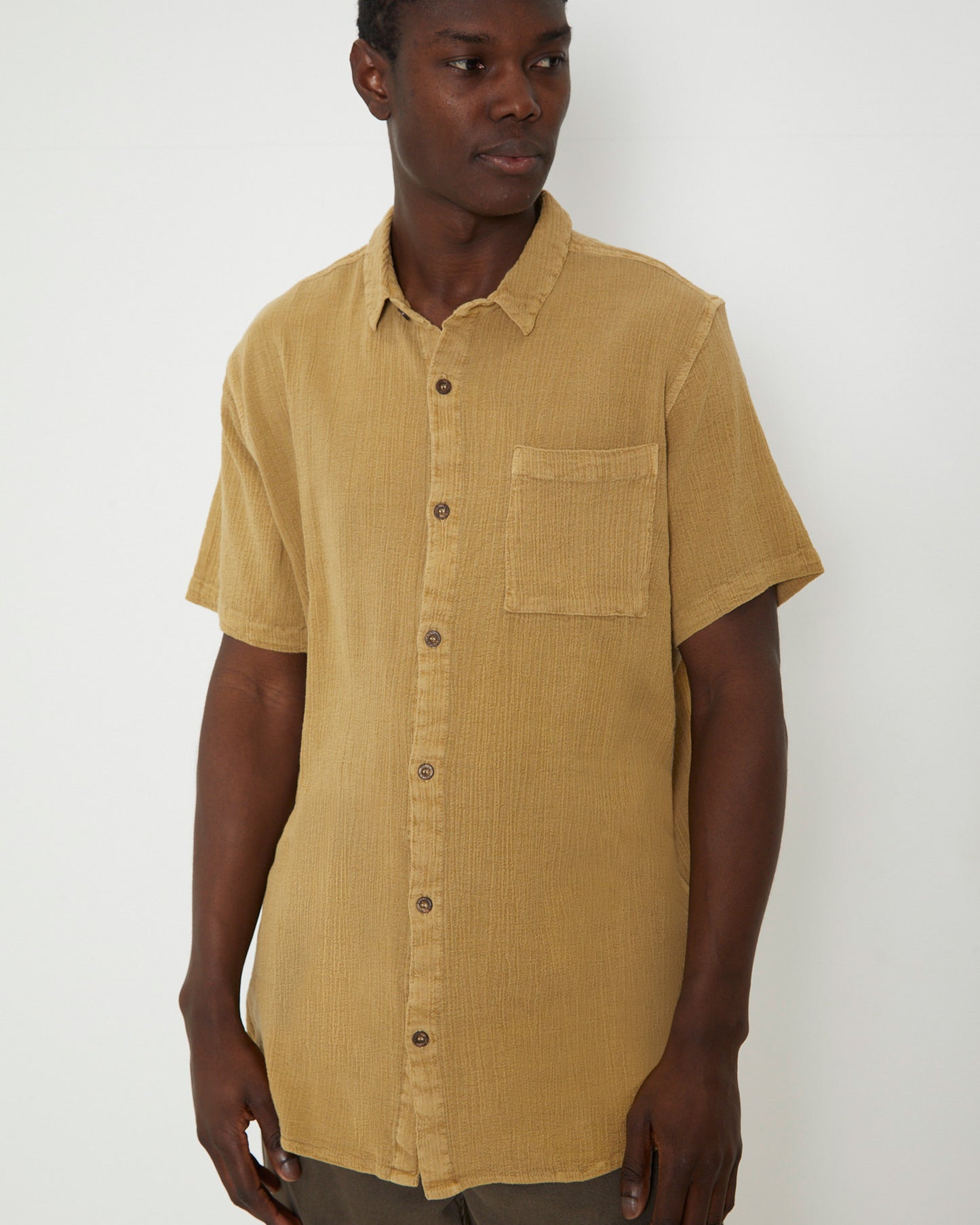 Bon Crepe Short Sleeve Shirt in Sand