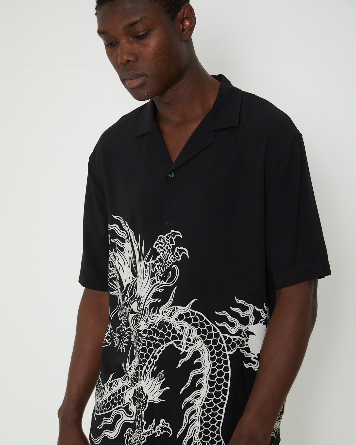 Saigon Short Sleeve Resort Shirt in Black