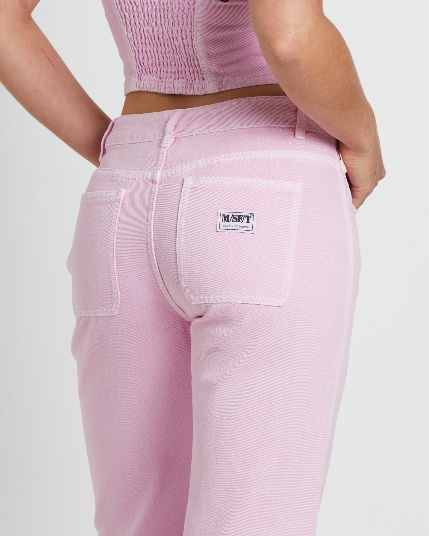 Heavenly People Straight Low Rise Pants in Baby Pink