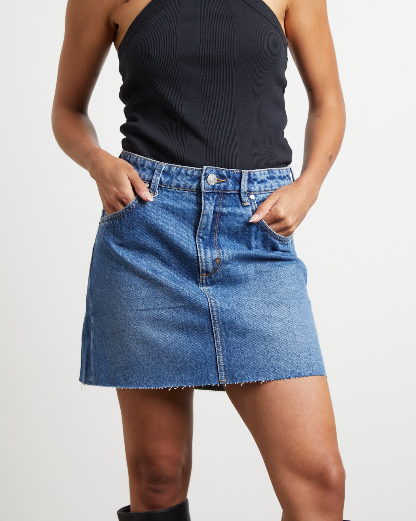 Darcy Denim Mini Skirt in Omen