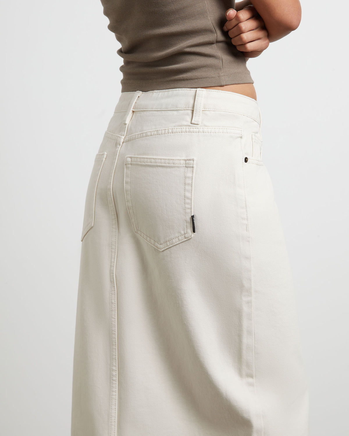 Eva Maxi Denim Skirt in Chalk WHITE