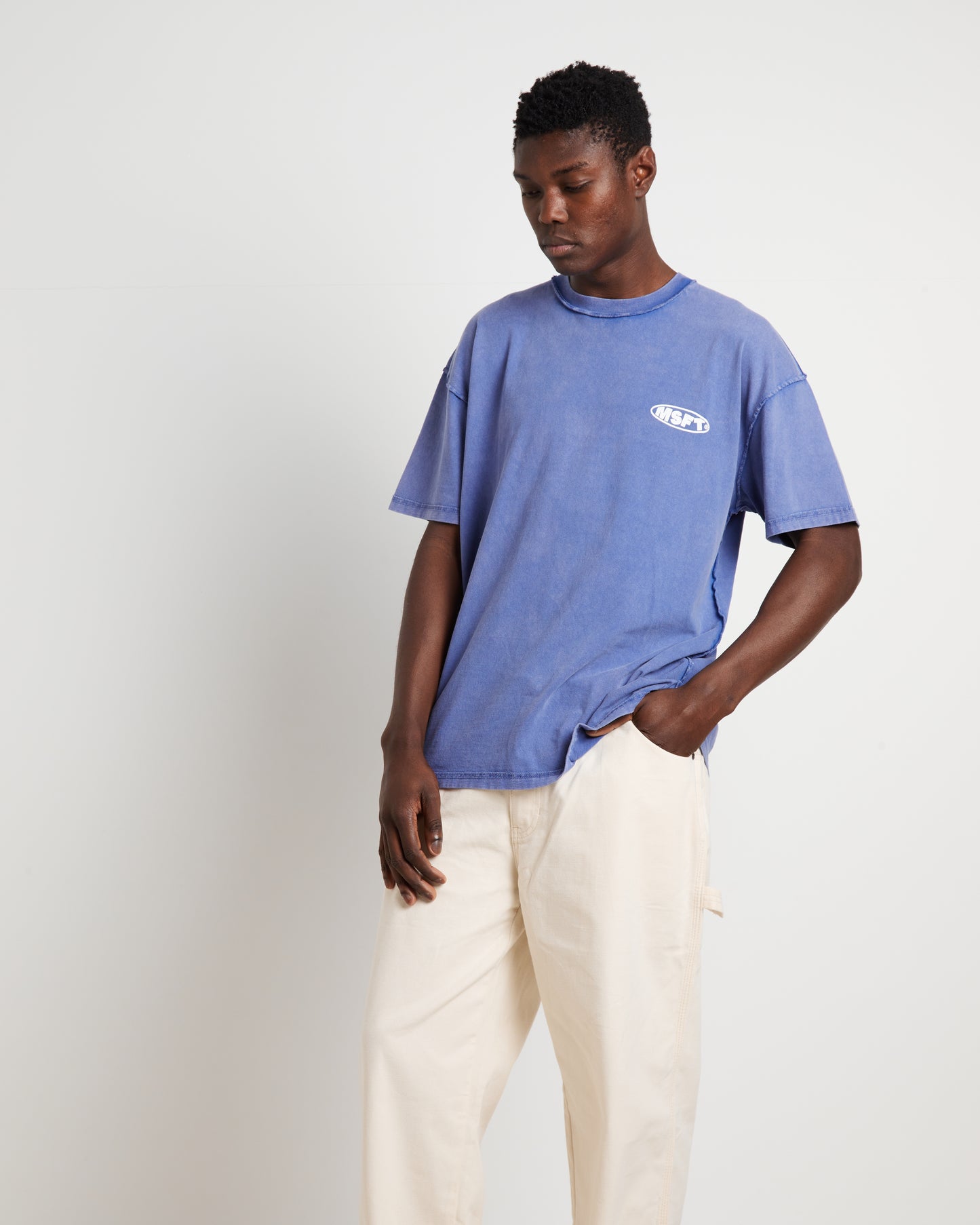 Acetime Reverse Short Sleeve T-Shirt in Acid Blue Print