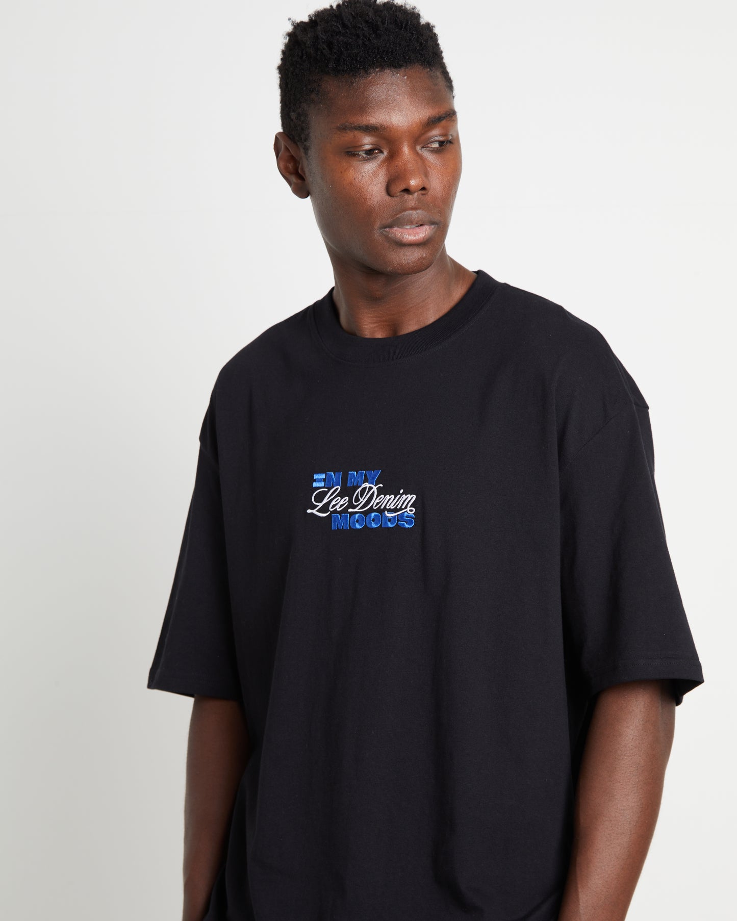 Baggy Short Sleeve Moods T-Shirt in Black