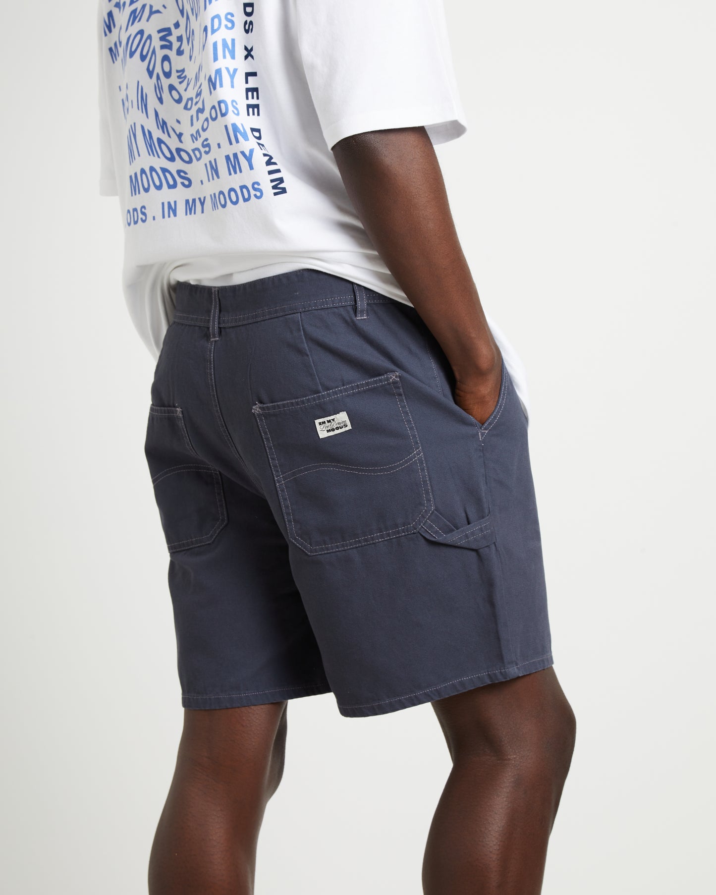 L-Four Worker Denim Shorts in Washed Navy