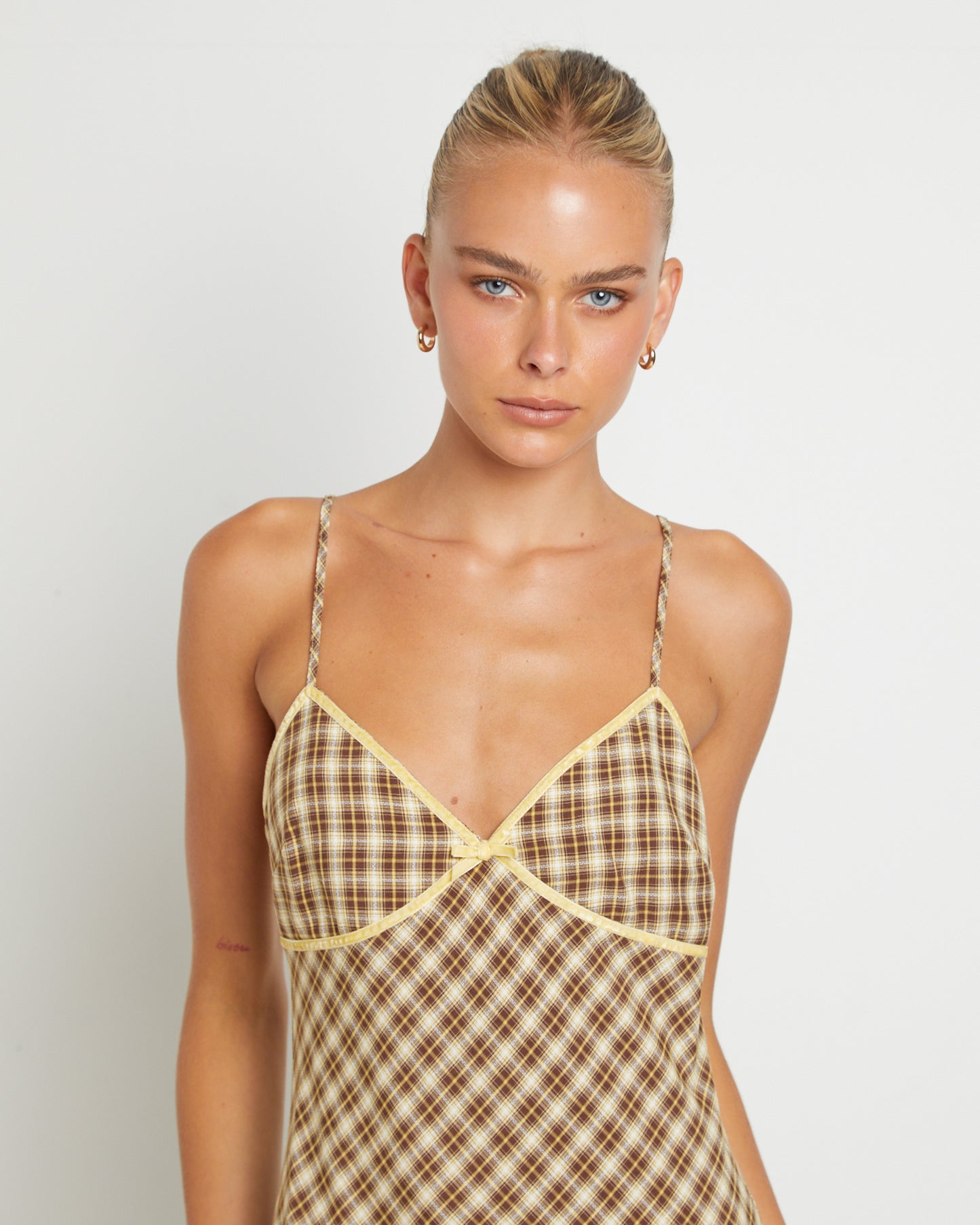 Jenny Plaid Bias Midi Dress in Assorted