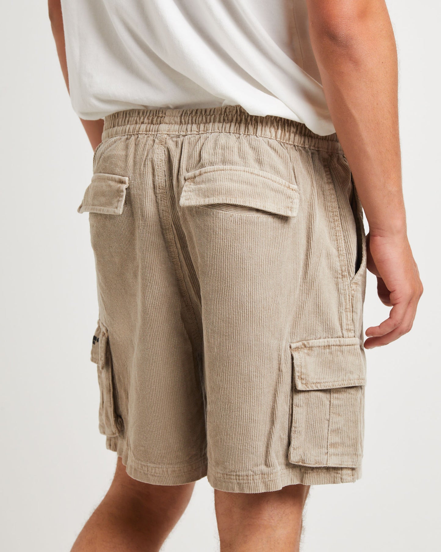 Devod Cord Cargo Shorts in Mushroom Beige