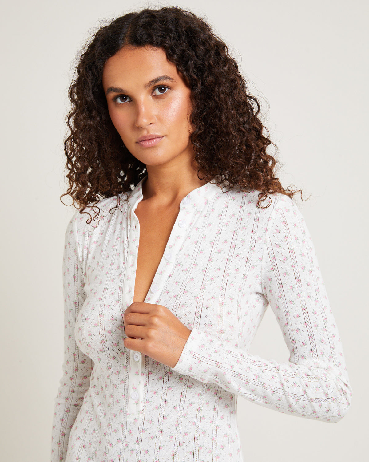 Penny Pointelle Romper White Floral WHITE FLORAL