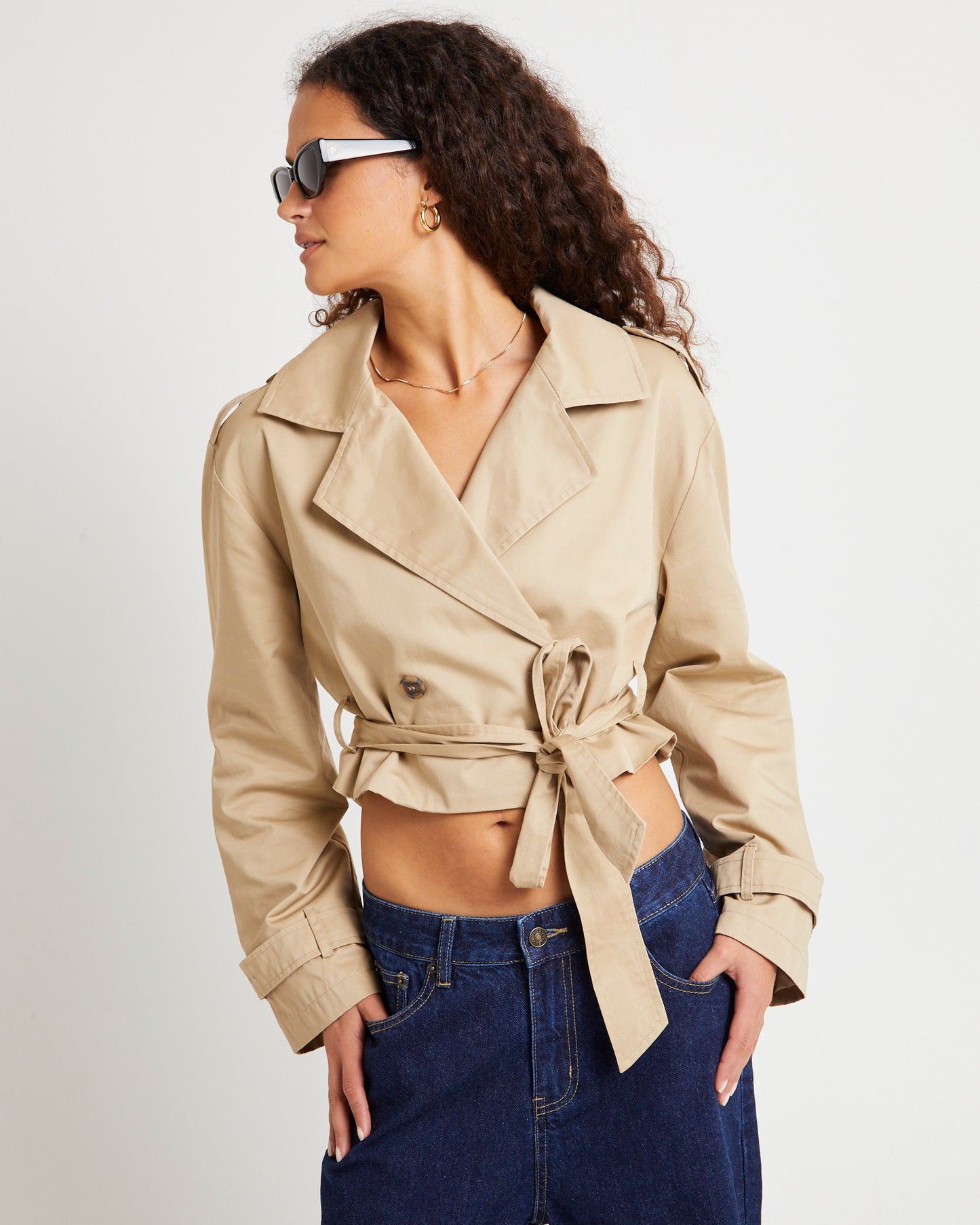 Morgan Boxy Cropped Trench Coat