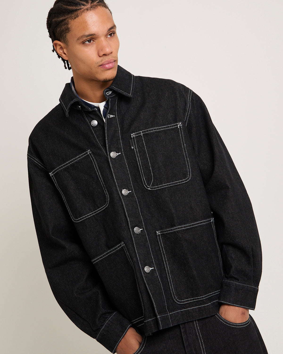 Rodman Denim Overshirt SILVER BLACK