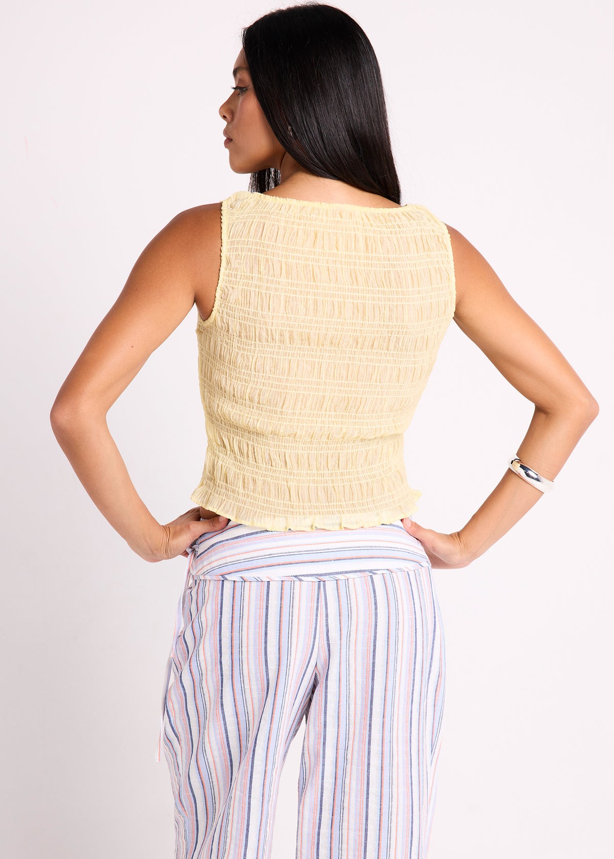 Amalia Shirred Top LEMON