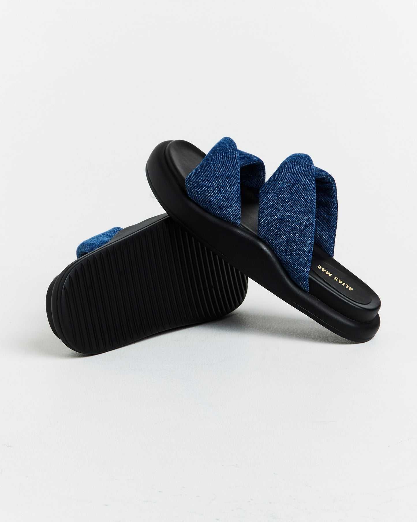 Therese Slides in Dark Denim Blue