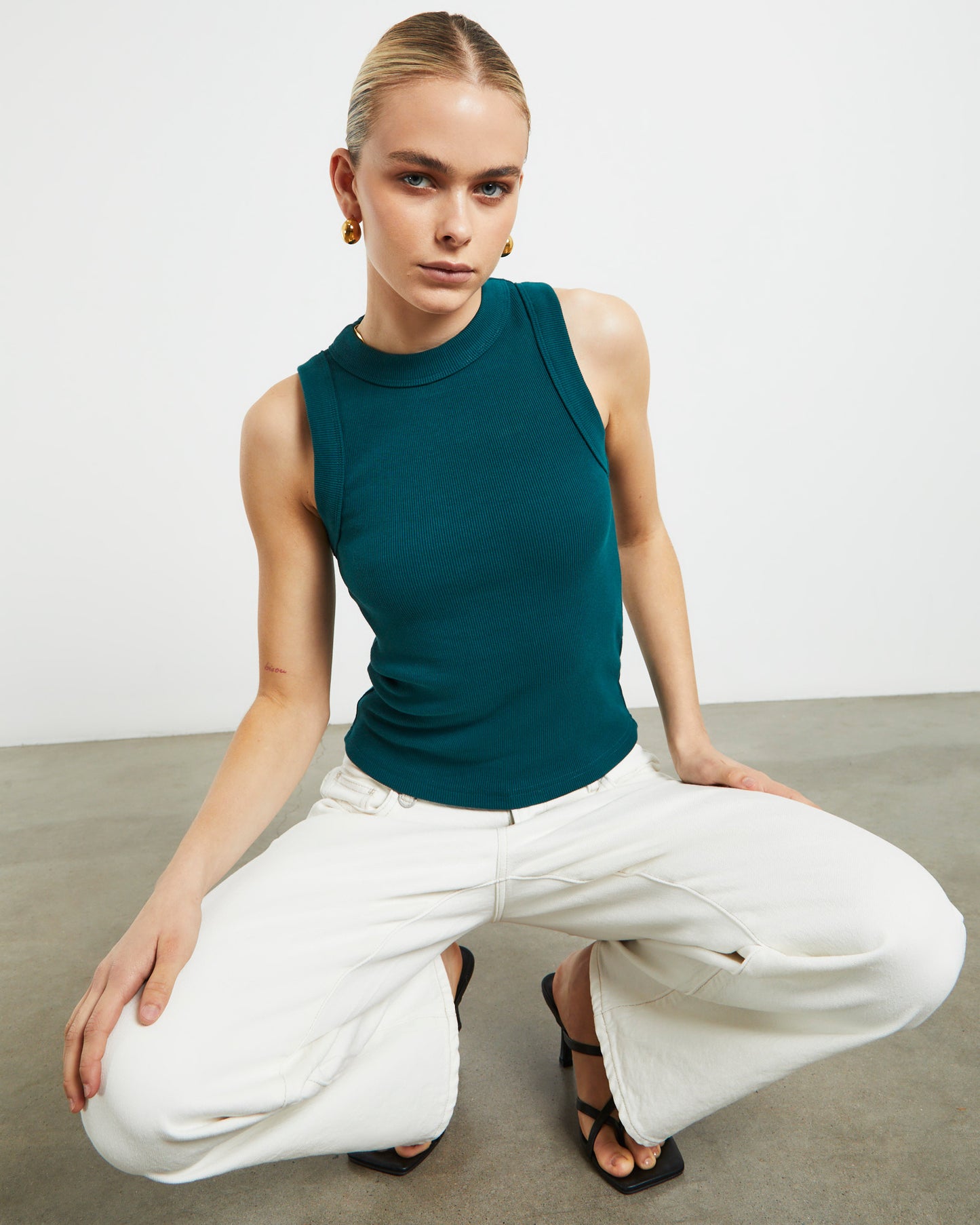 Jonesy Singlet Top in Deep Jade