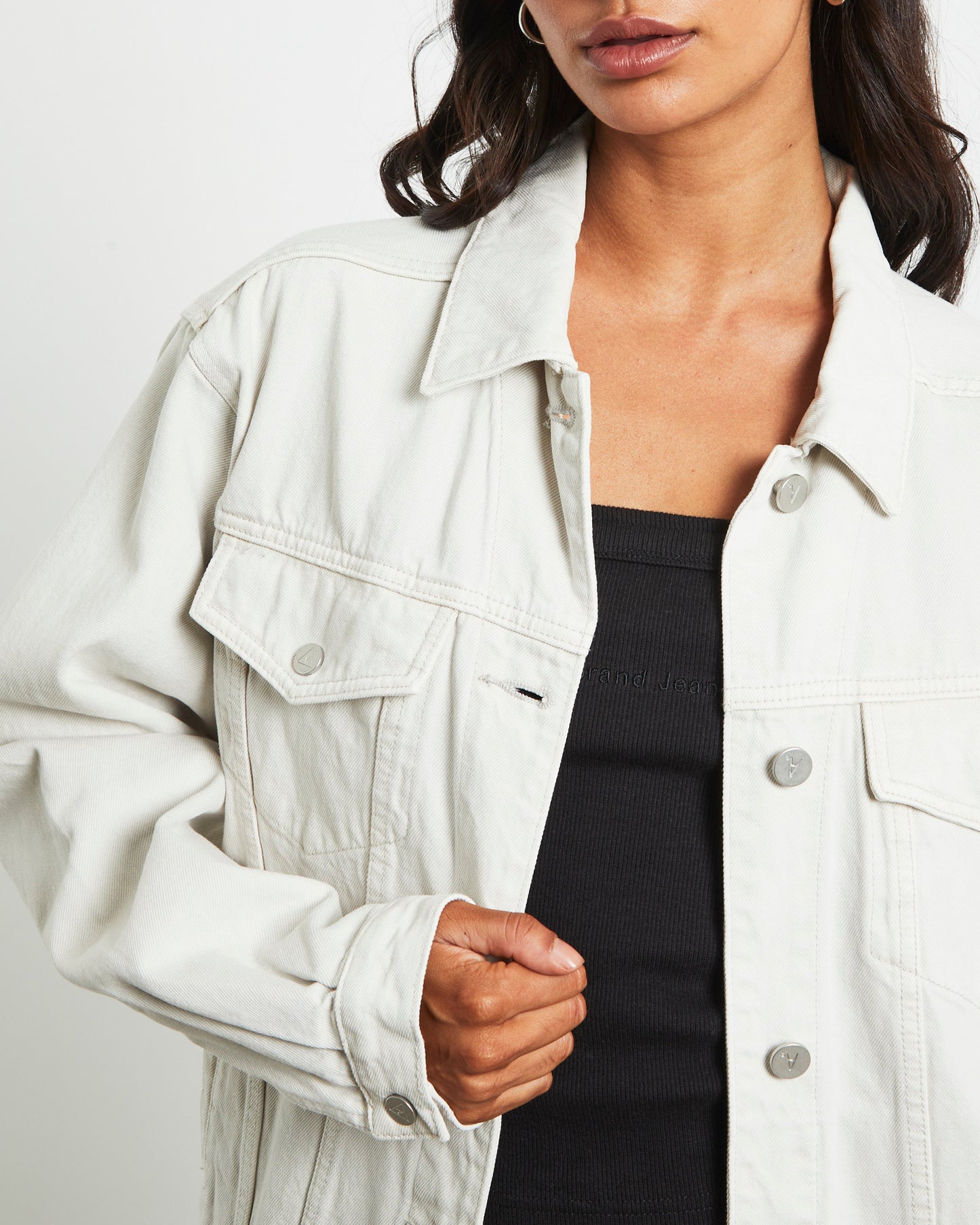 Slouch Denim Jacket in Chalk White