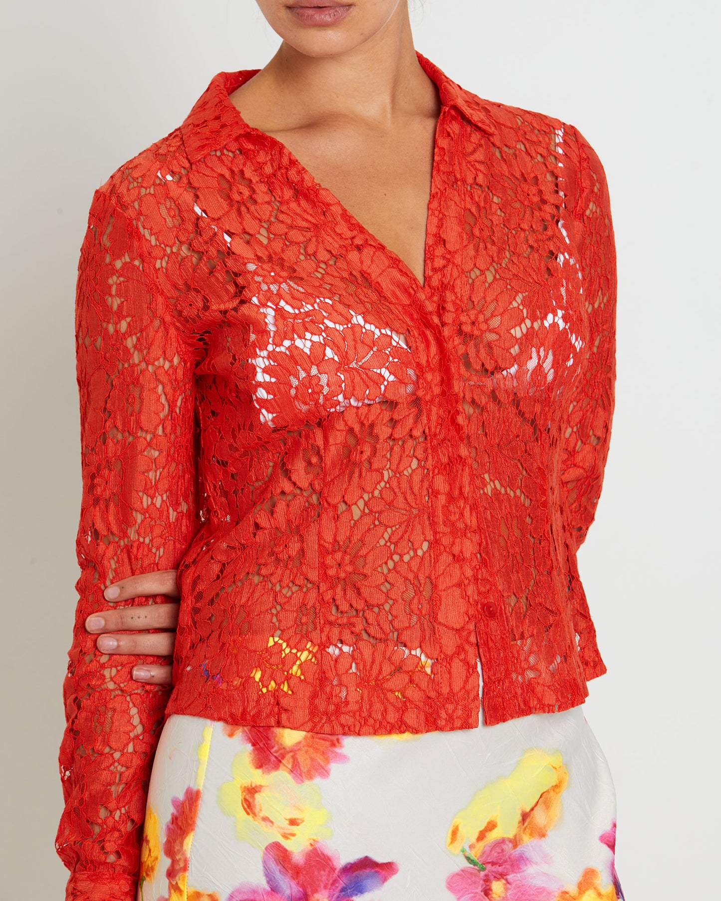 Pip Sheer Lace Long Sleeve Shirt