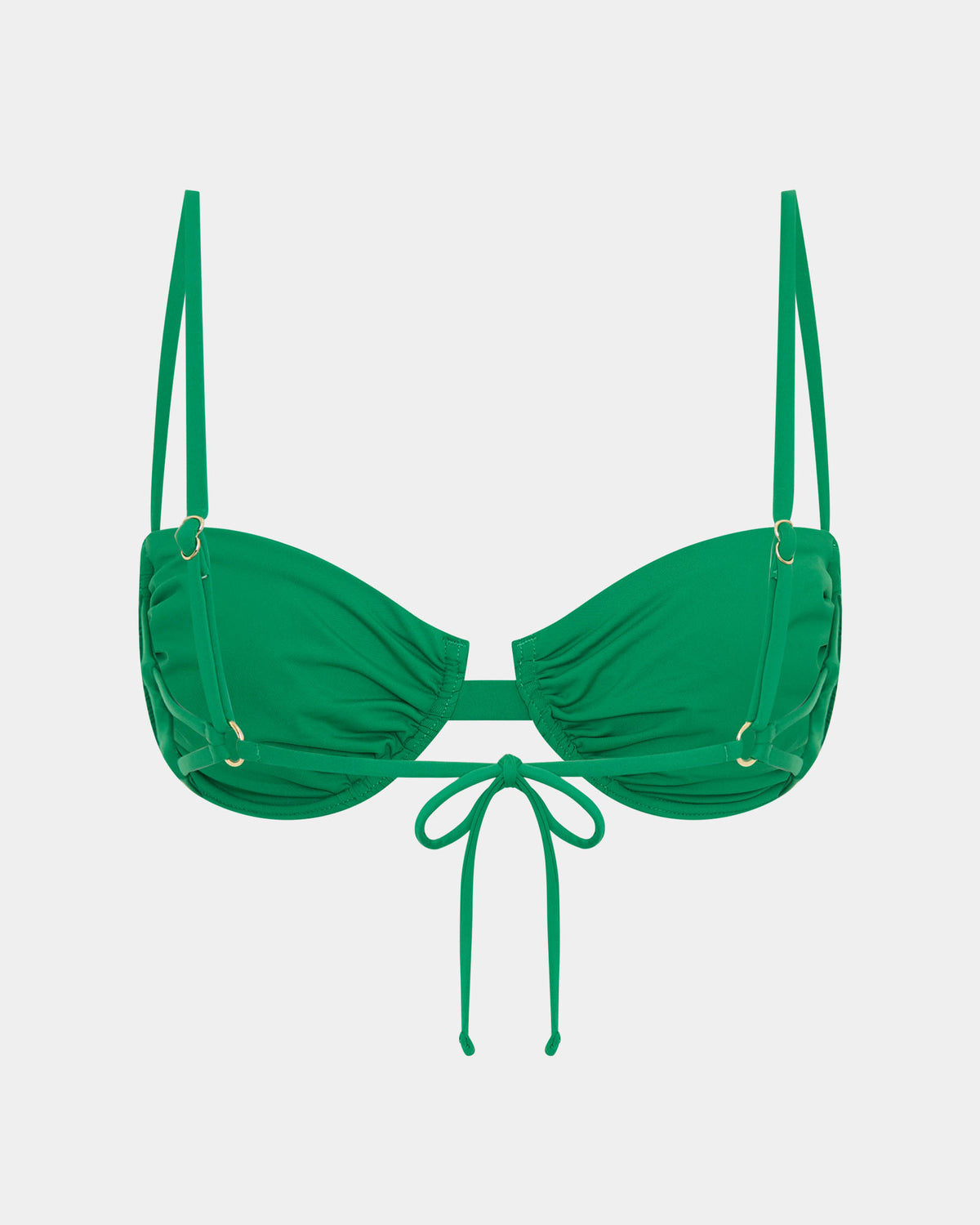 Strappy Underwire Tie Back Bikini Top GREEN