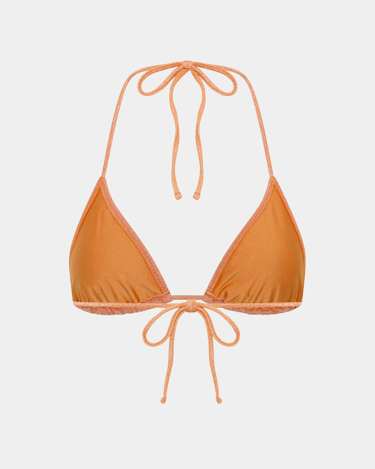 Lurex Halter Triangle Bikini Top ORANGE