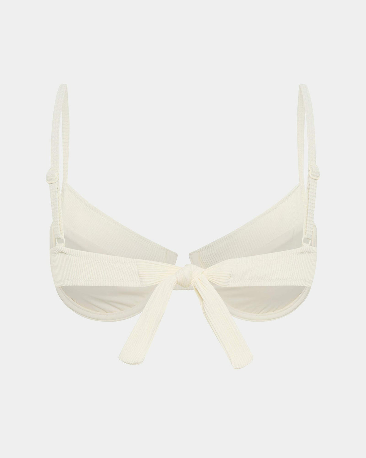 Rib Underwire Tie Back Bikini Top ALMOND