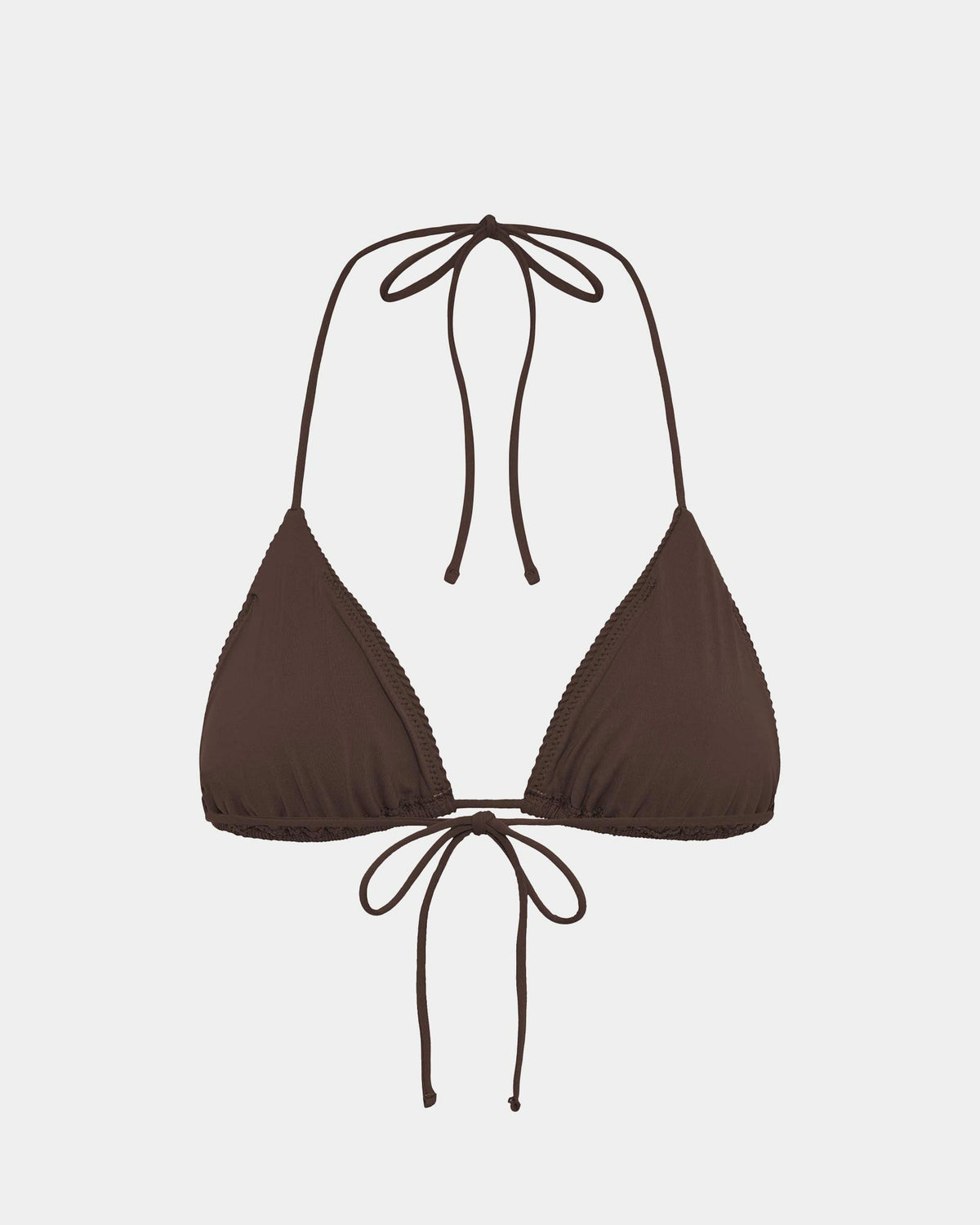 Rib Halter Triangle Bikini Top CHOCOLATE