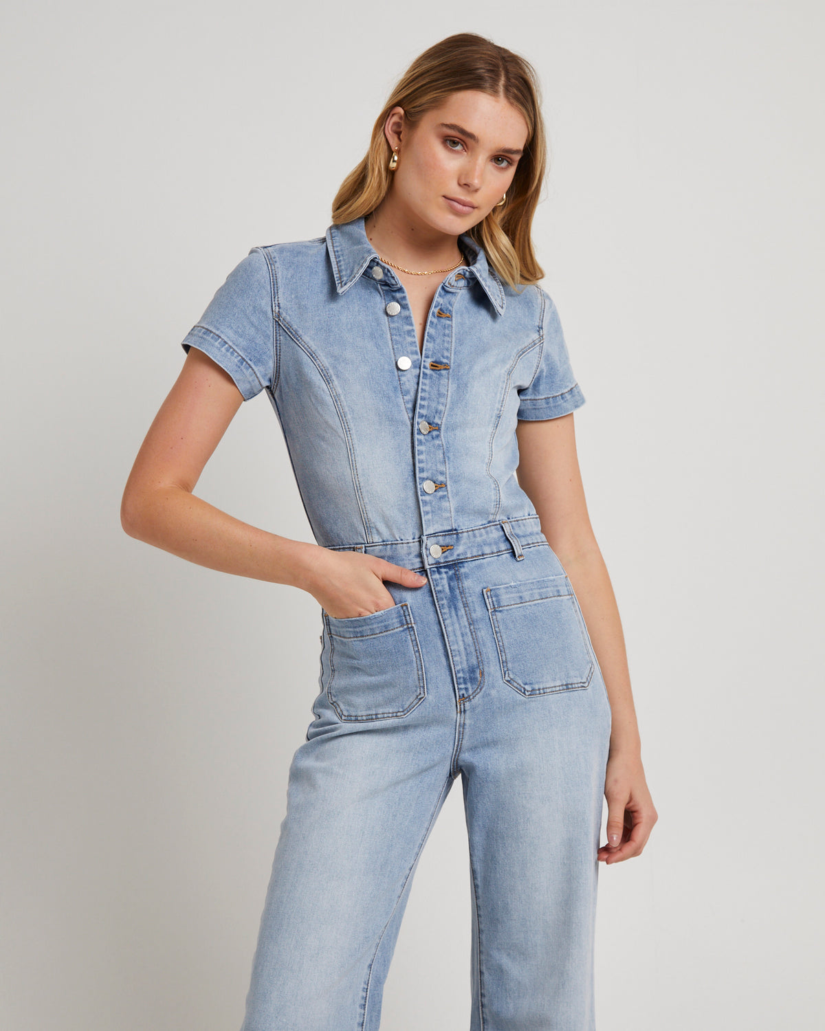 Sailor Denim Jumpsuit LIGHT VINTAGE BLUE