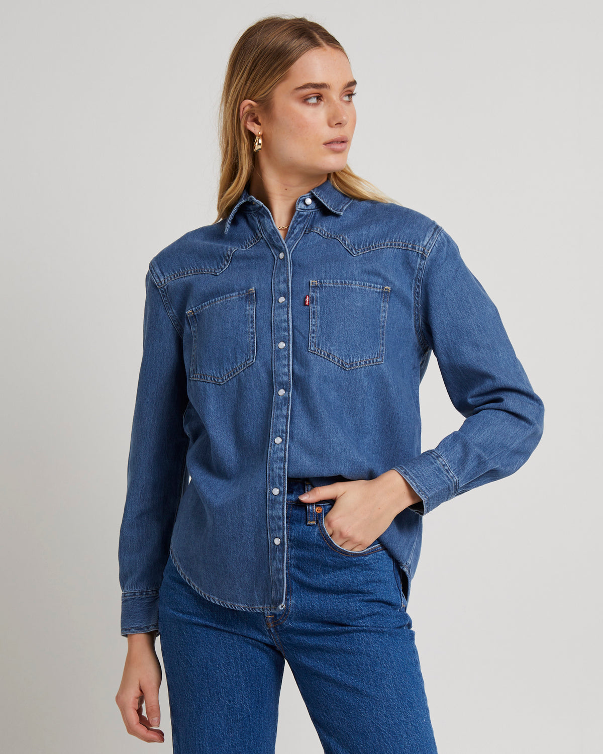Teodora Western Denim Shirt GOING STEADY