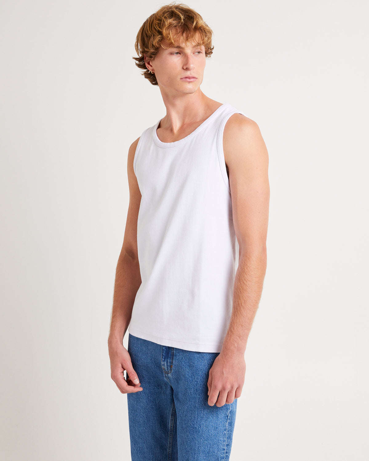 Paramount Ribbed Singlet WHITE