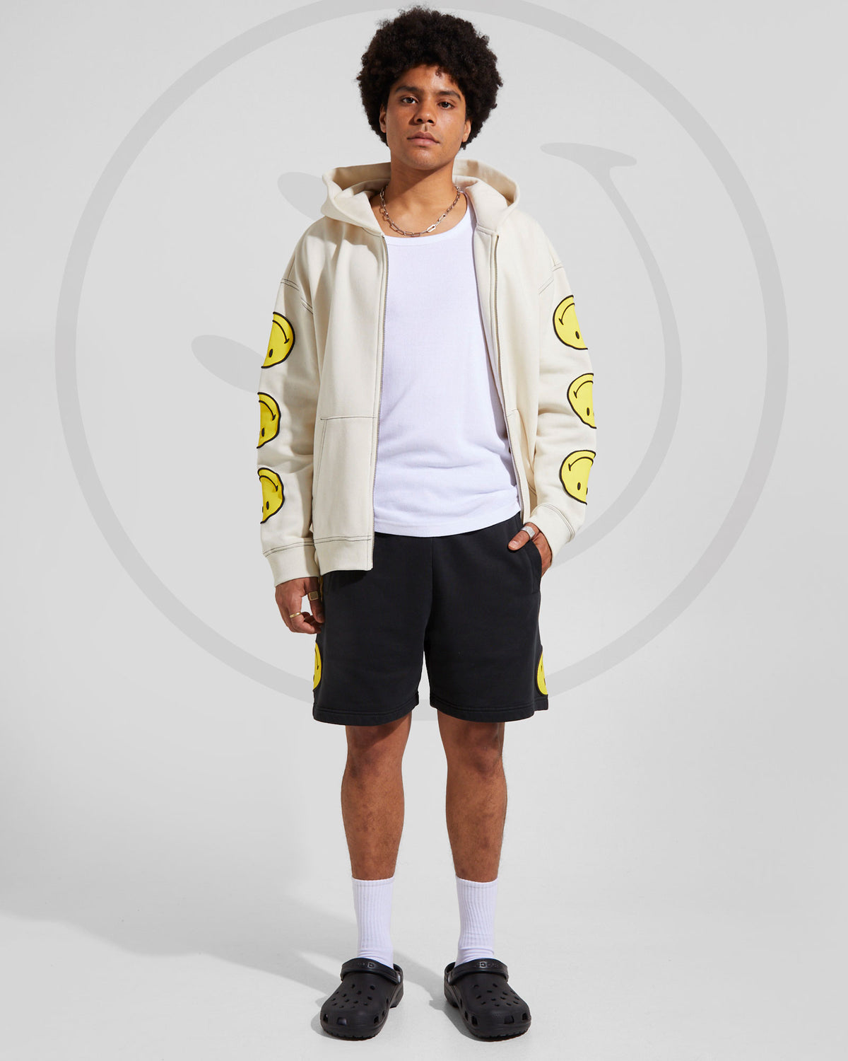 Insight x Smiley Beam Zip Thru Hood VINTAGE WHITE