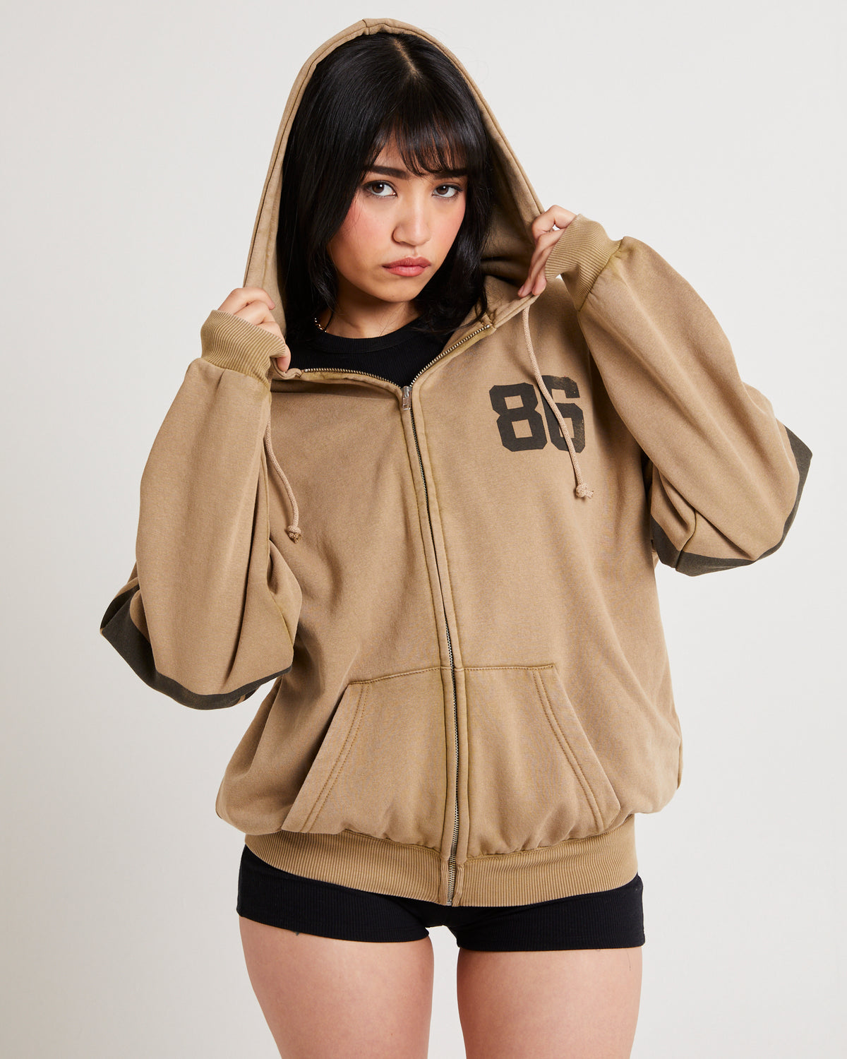 Dusty Zip Through Hoodie DARK SAND