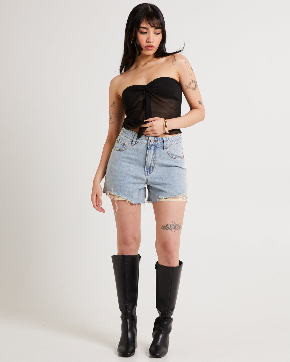 Frankie A-Line Denim Shorts VINTAGE TINT BLUE