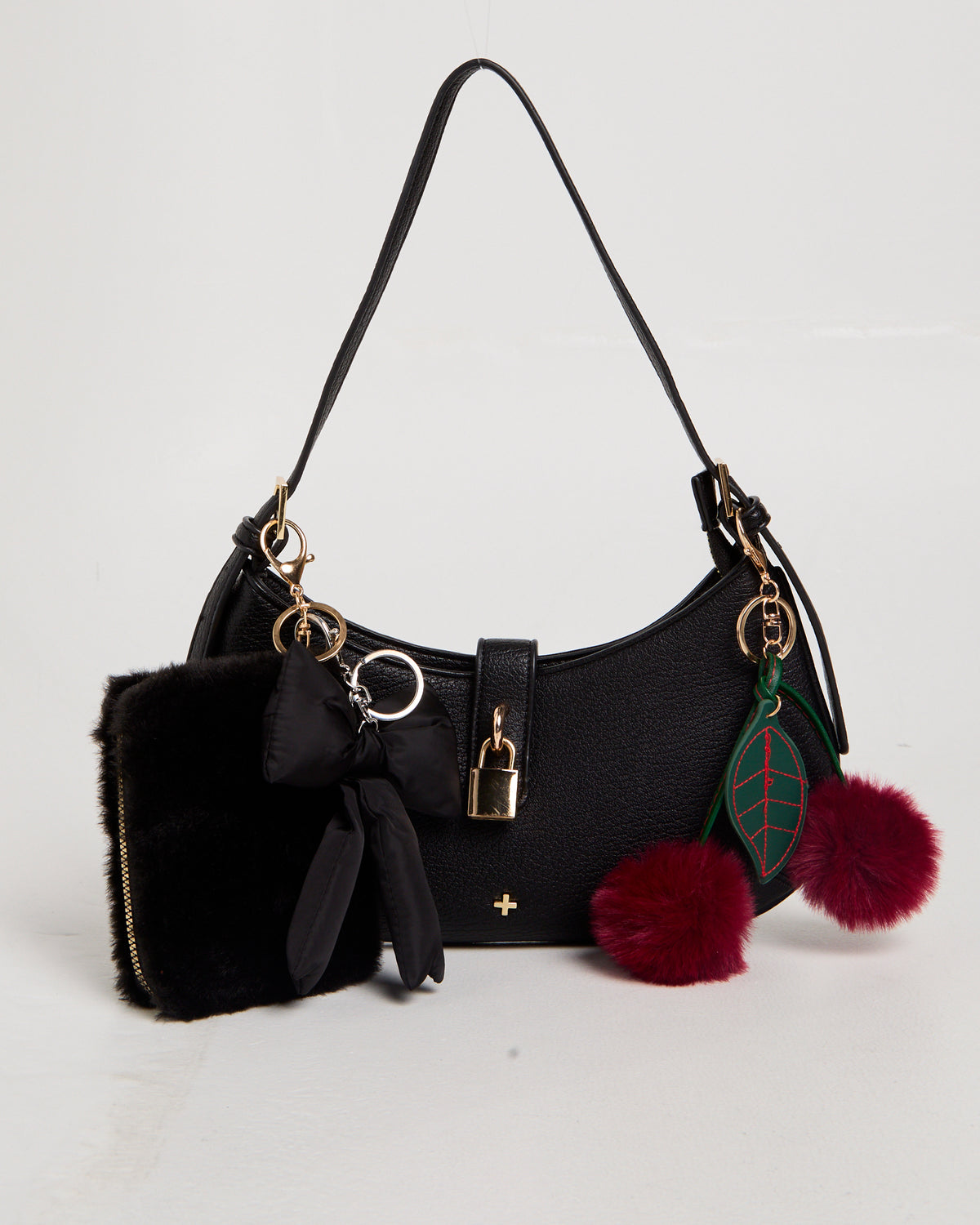 Fluffy Cherry Keyring RED