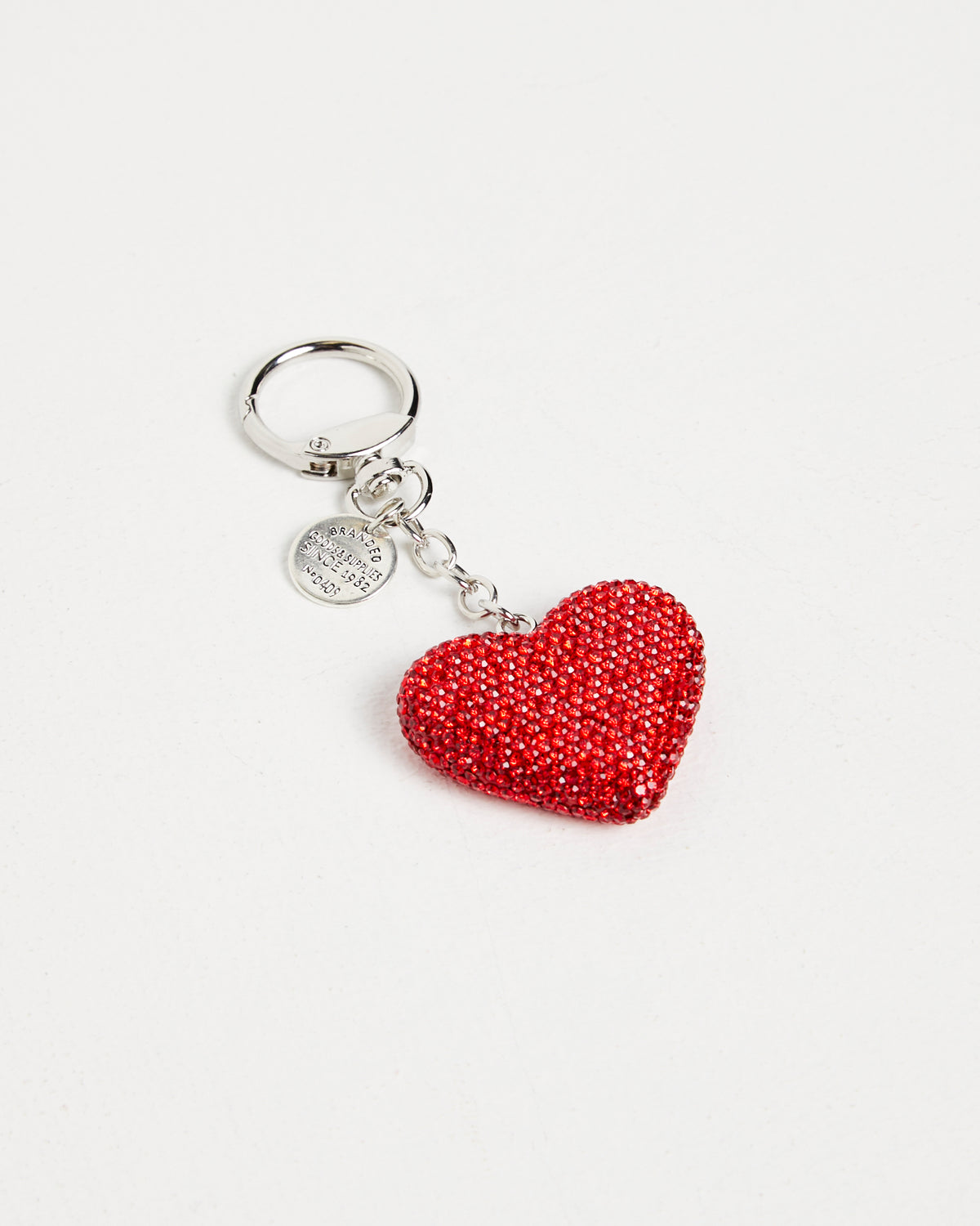 Jewelled Heart Keyring RED