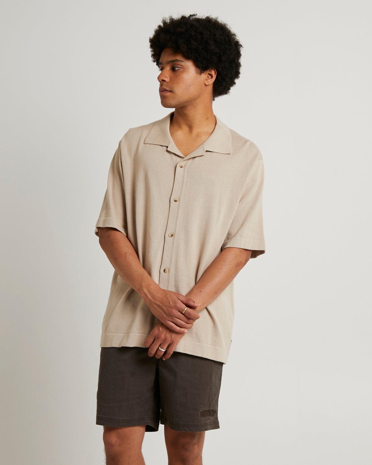 Bowler Knit Classic Shirt STONE