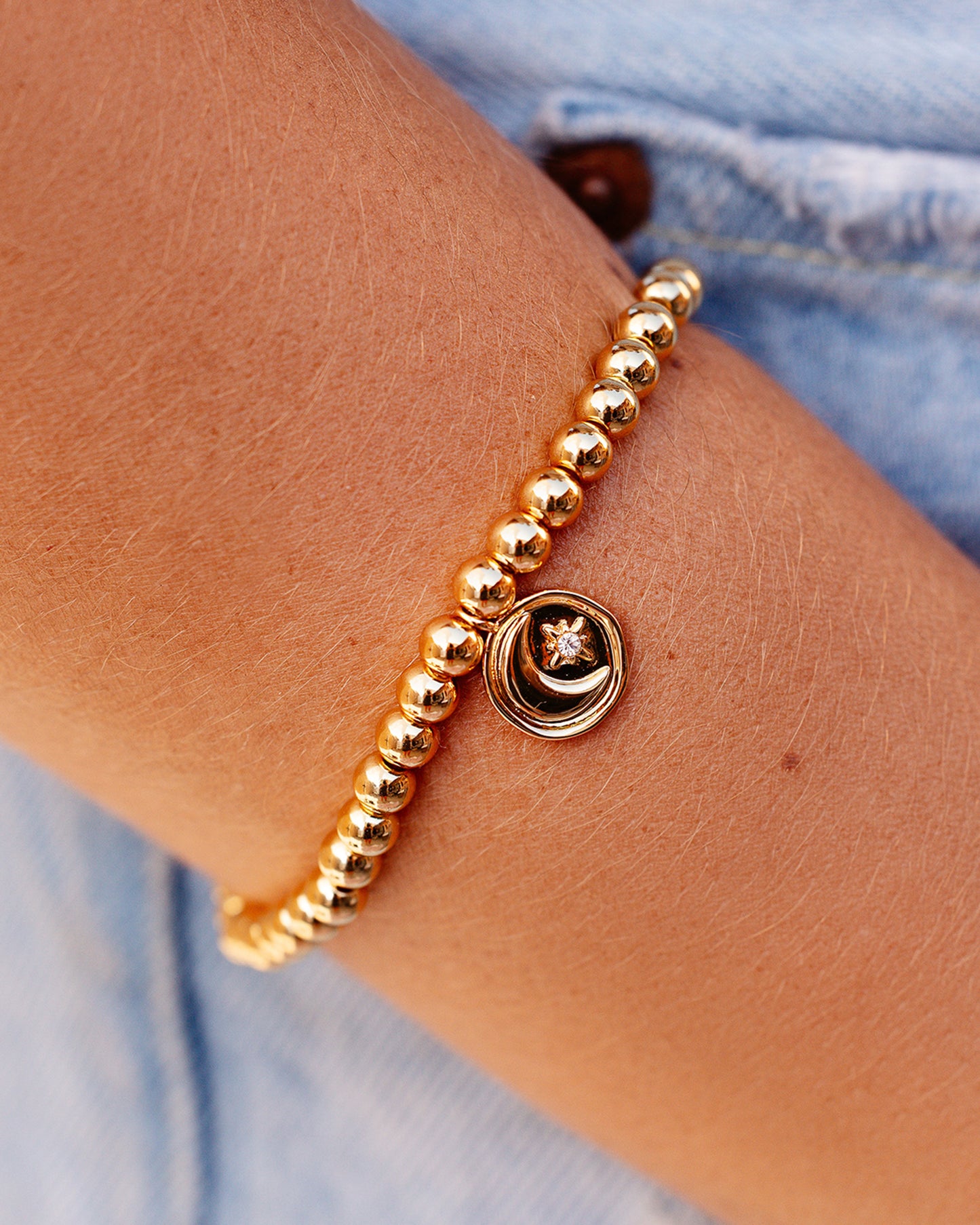Moon Metal Stretch Gold Bracelet