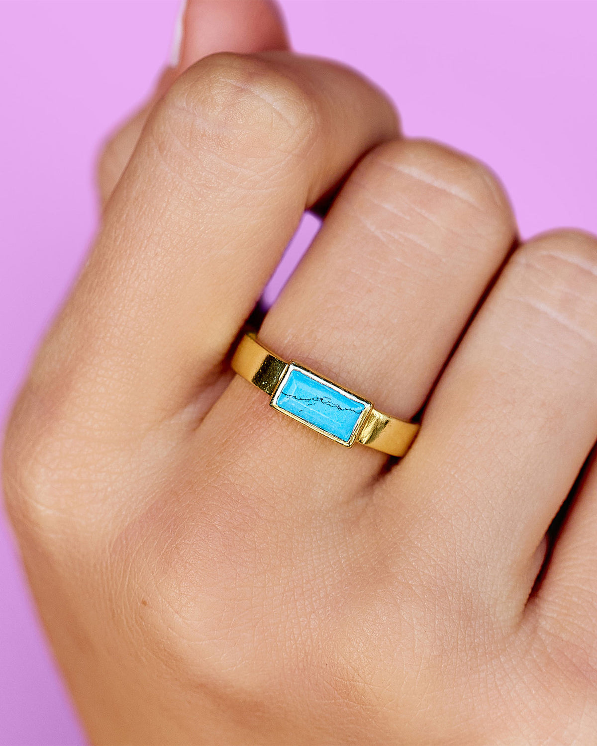 Tulum Turquoise Gold Ring GOLD