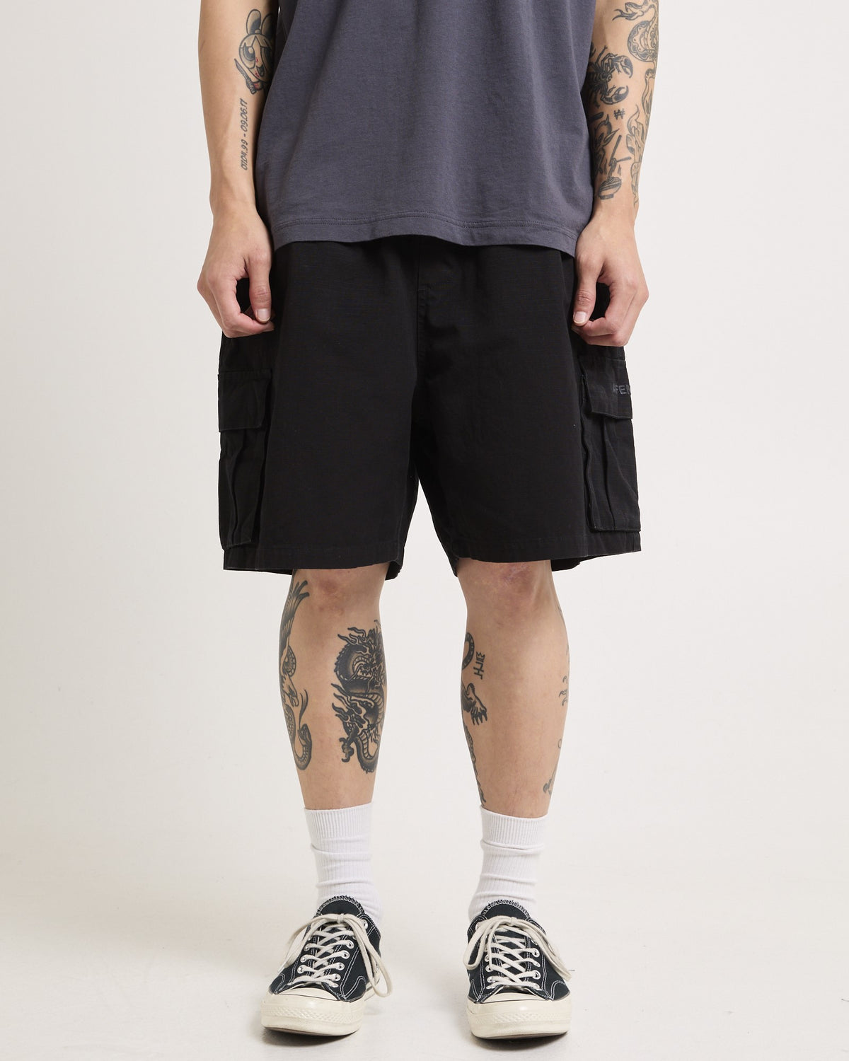 Ripped Out 98 Oversized Cargo Short 20" Black