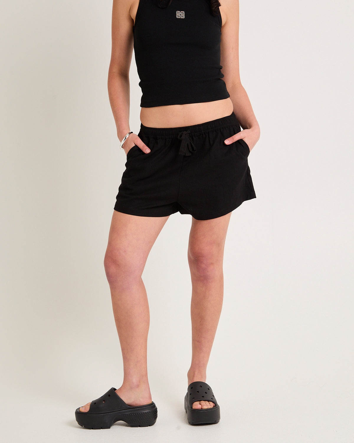 Mila Linen Blend Shorts BLACK
