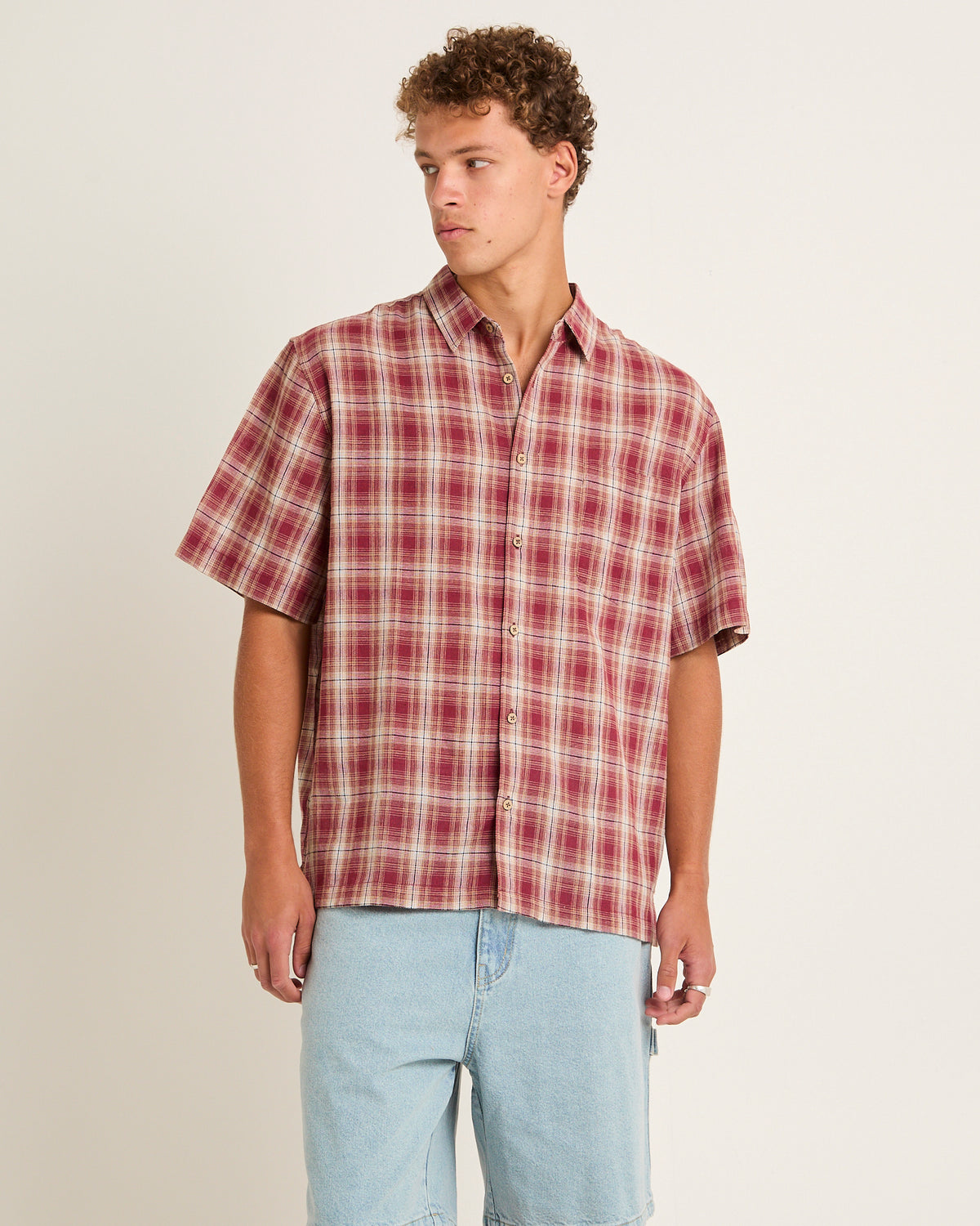 Dazed Check Short Sleeve Resort Shirt RED