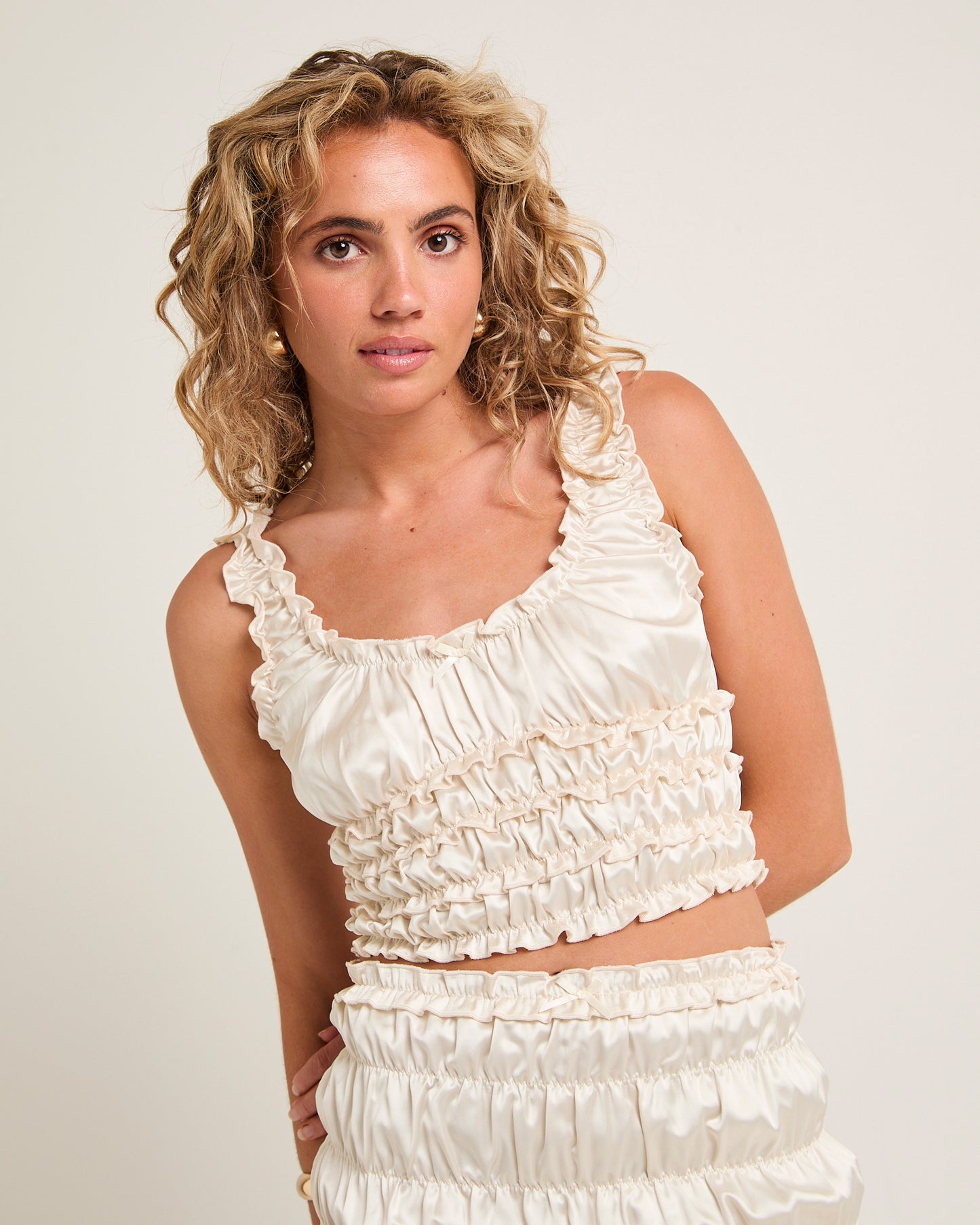 Belle Ruched Satin Cami Top