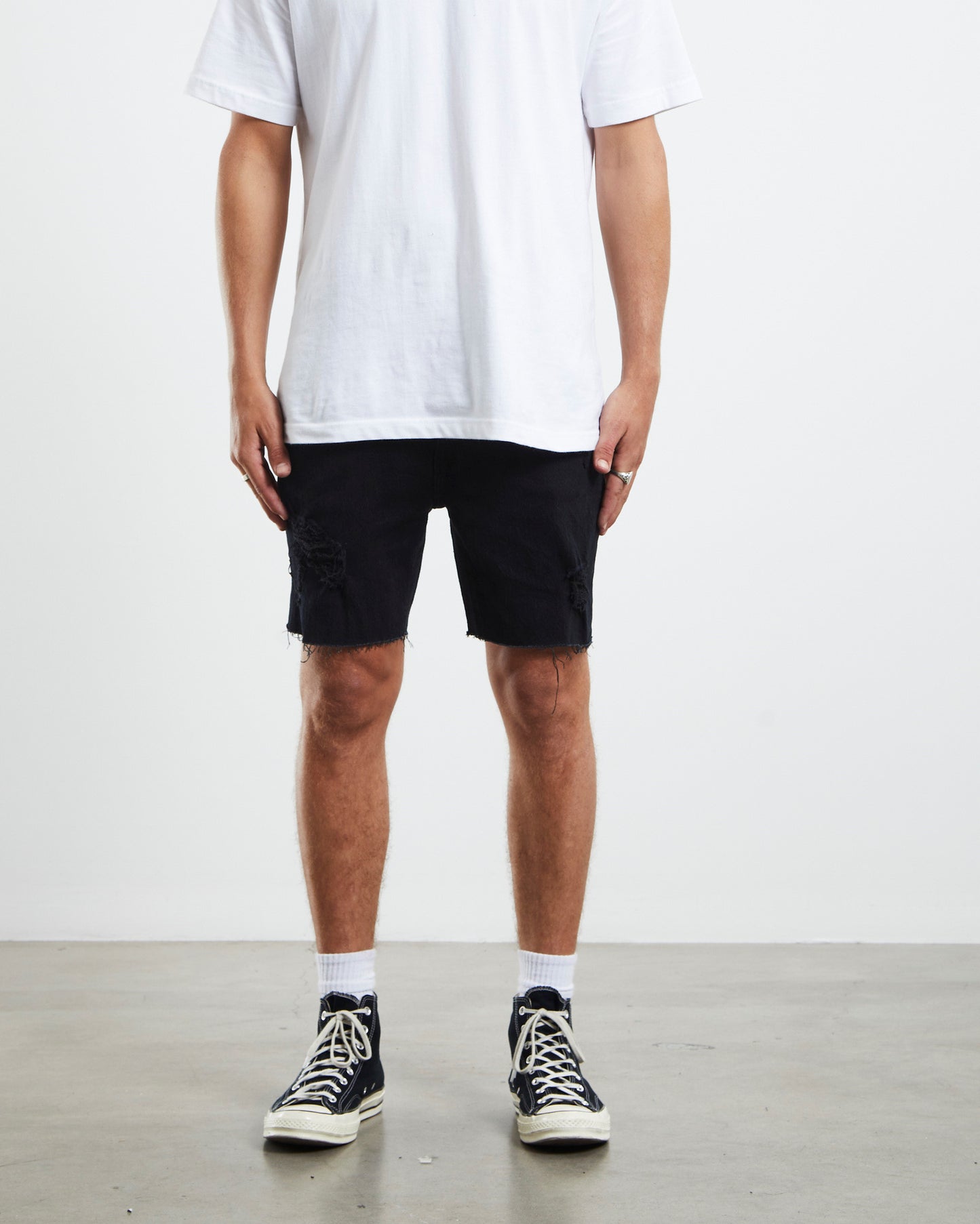 A Dropped Skinny Denim Shorts Mamba Rip