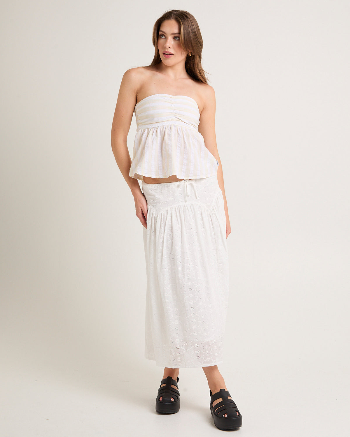Splice Strapless Top WHITE/LEMONGRASS