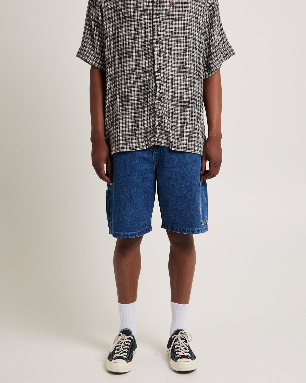 Scorched Harper Denim Baggy Fit Carpenter Shorts Blue