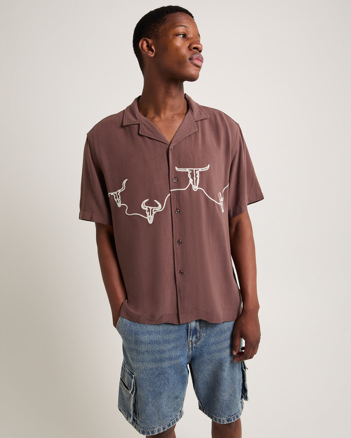 Ole Western Short Sleeve Resort Shirt BROWN