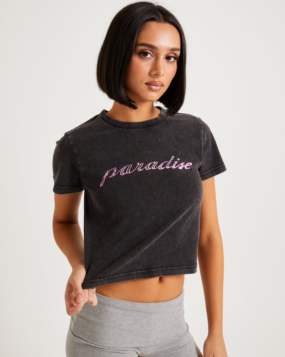 Paradise Cropped T-Shirt ACID BLACK