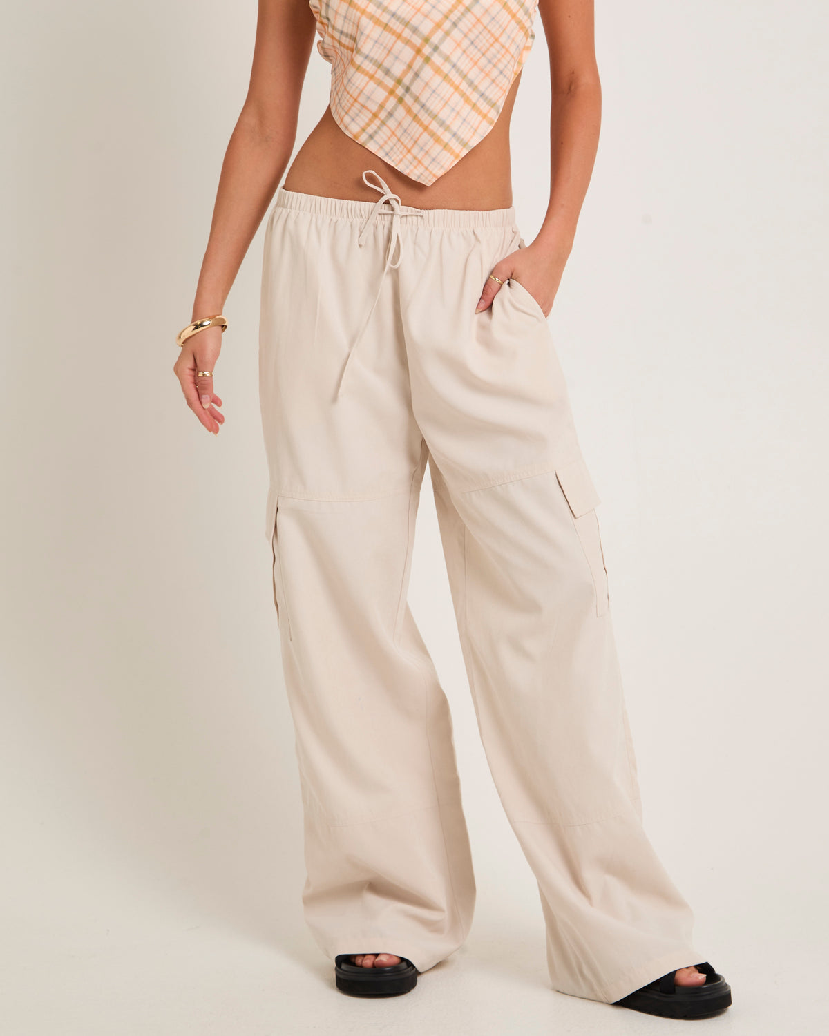 Mia Drap Cargo Pants CREAM
