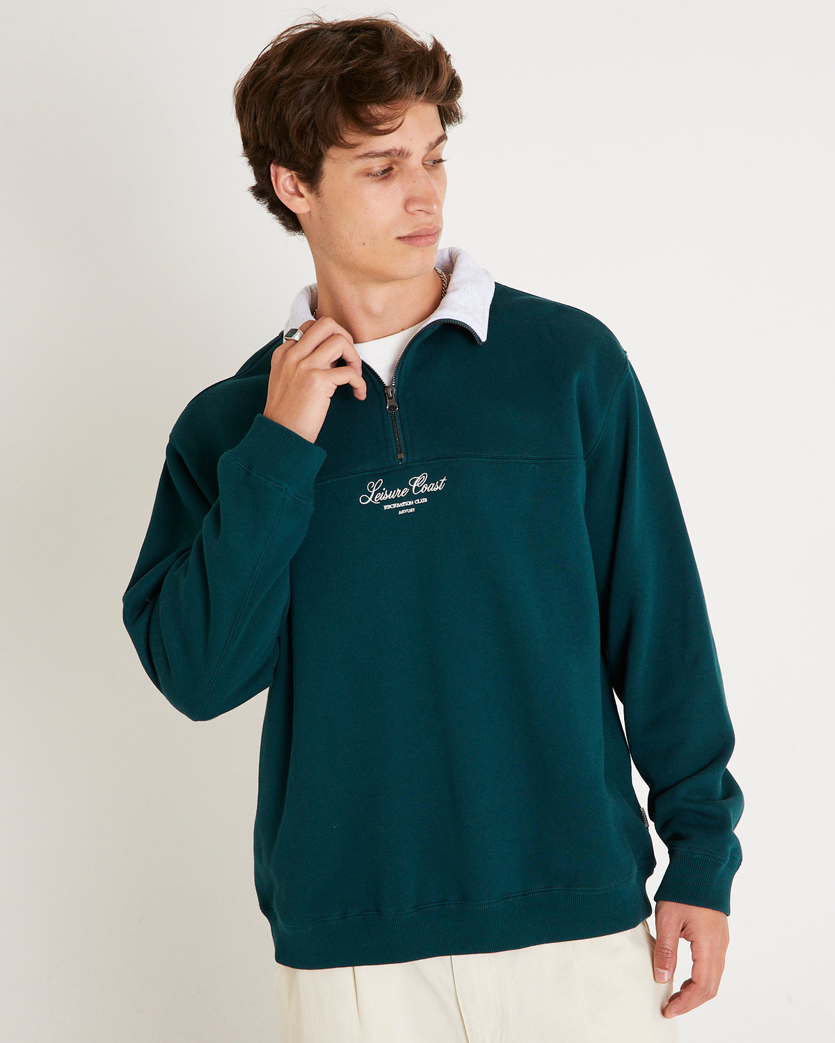 Club 1/4 Zip Fleece Jumper PINE