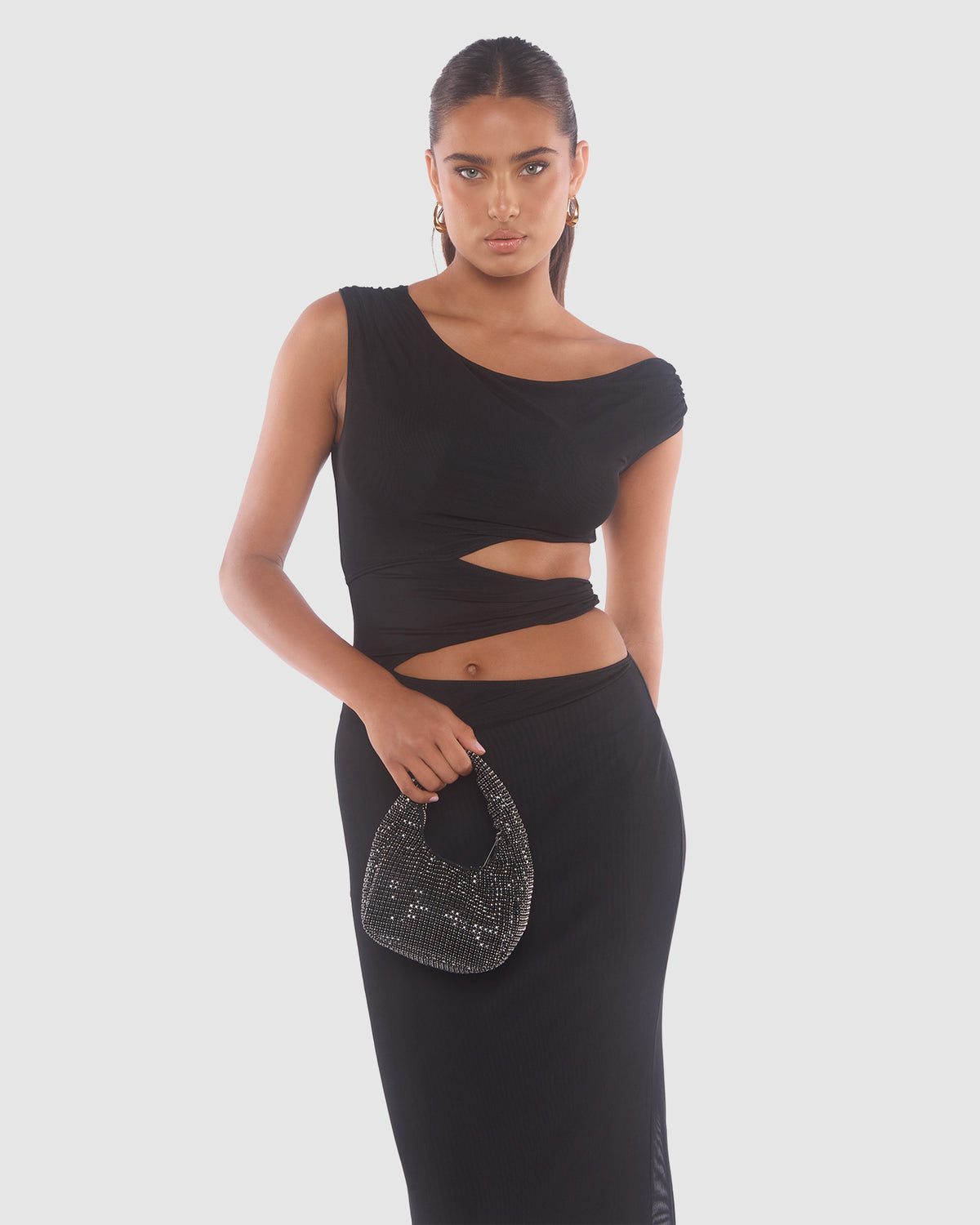 Precious Shoulder Bag BLACK DIAMANTE/SILVER