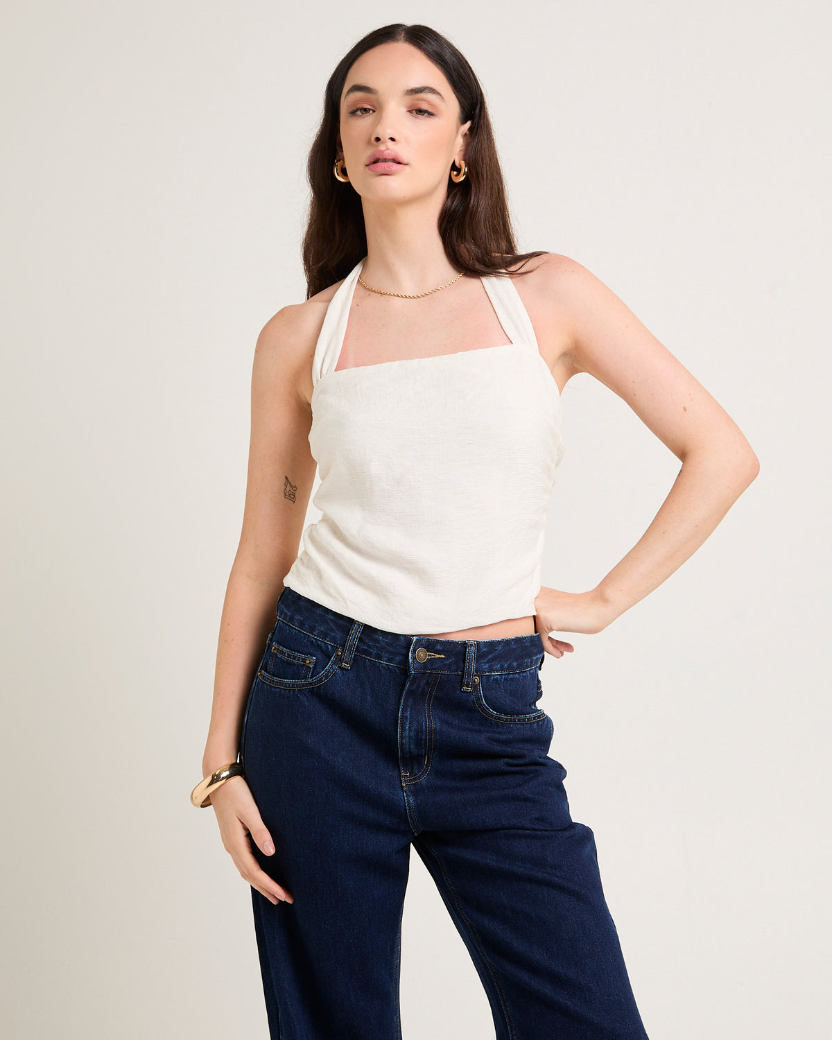 Myrel Gathered Halter WHITE